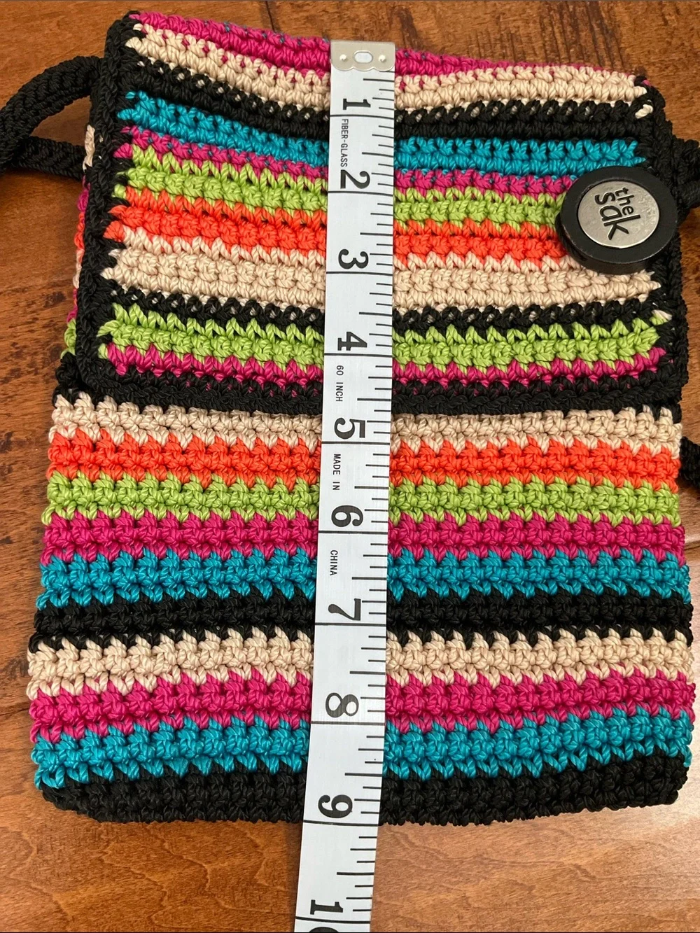 The Sak Multicolor Crochet Crossbody Bag - Vibrant Striped Design